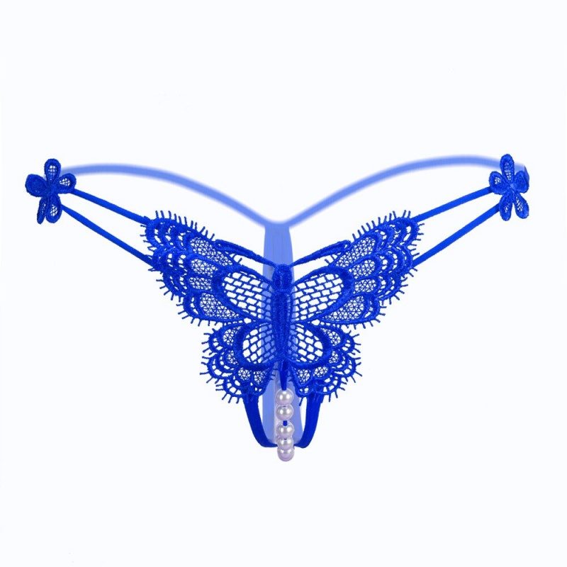Трусики Бабочка с доступом и бусами "Butterfly Panties Blue" синие