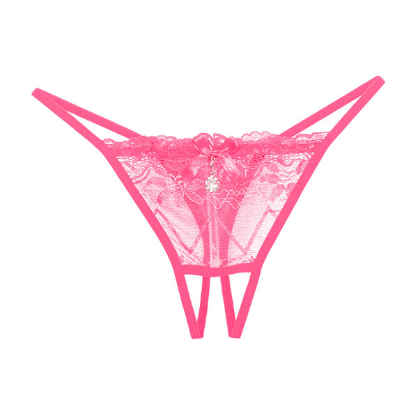 Трусики кружевные с доступом и бусами "Dittena Panties Pink" розовые